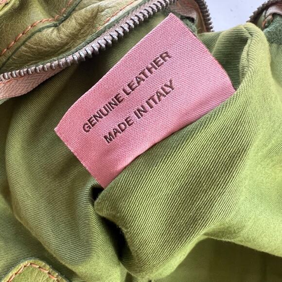 Sofia C. Handbag Green Red Genuine Leather Woven Pattern With Cut Out Charms - Picture 11 of 15